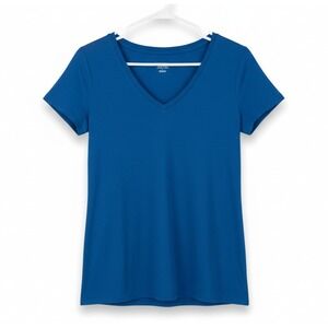 Merona Shirt Women's Size Large Blue The Ultimate Tee Solid Plain Short Sleeve